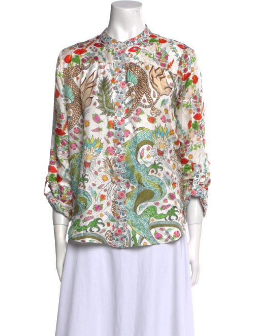 La Prestic Ouiston Silk Floral Print Blouse