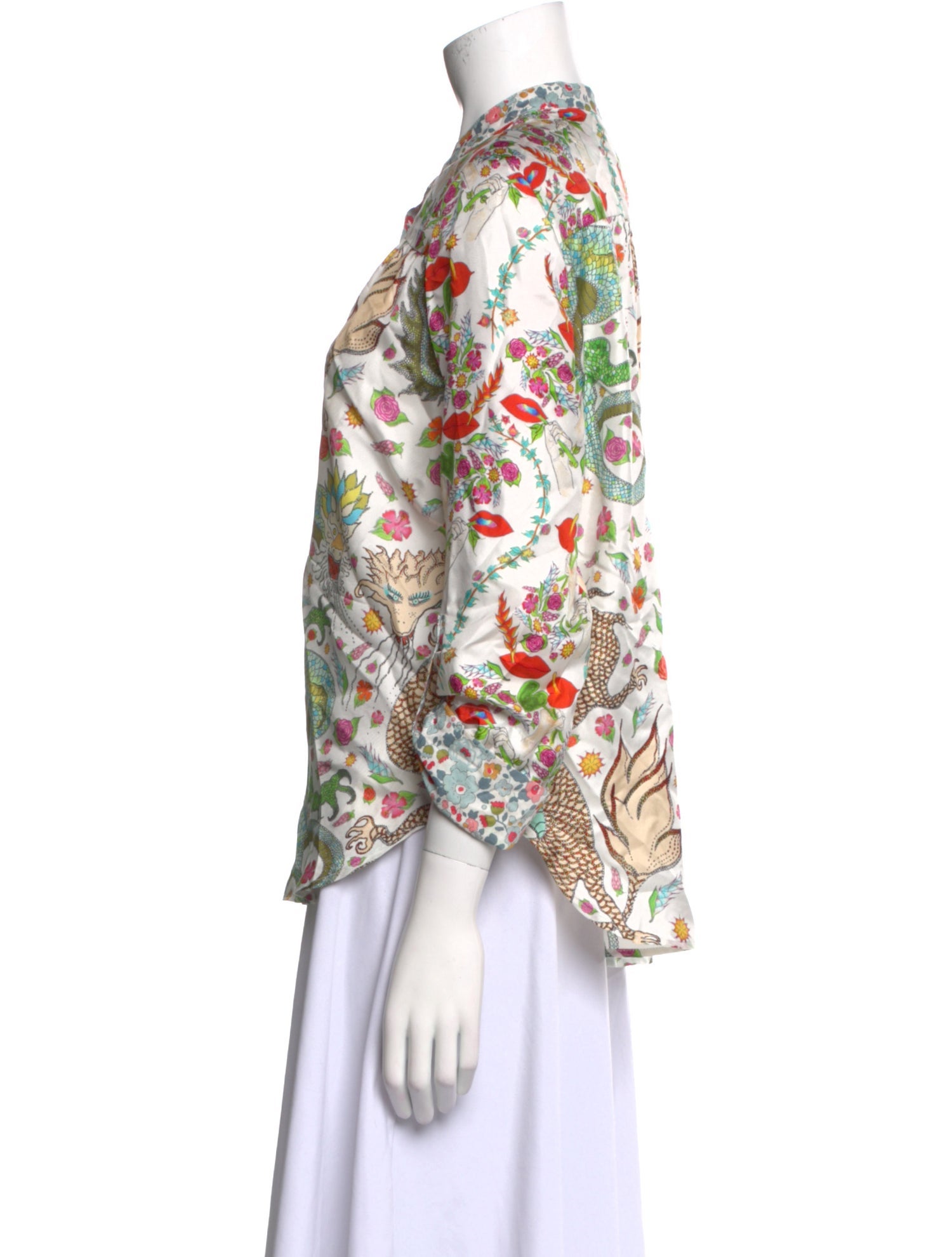 La Prestic Ouiston Silk Floral Print Blouse