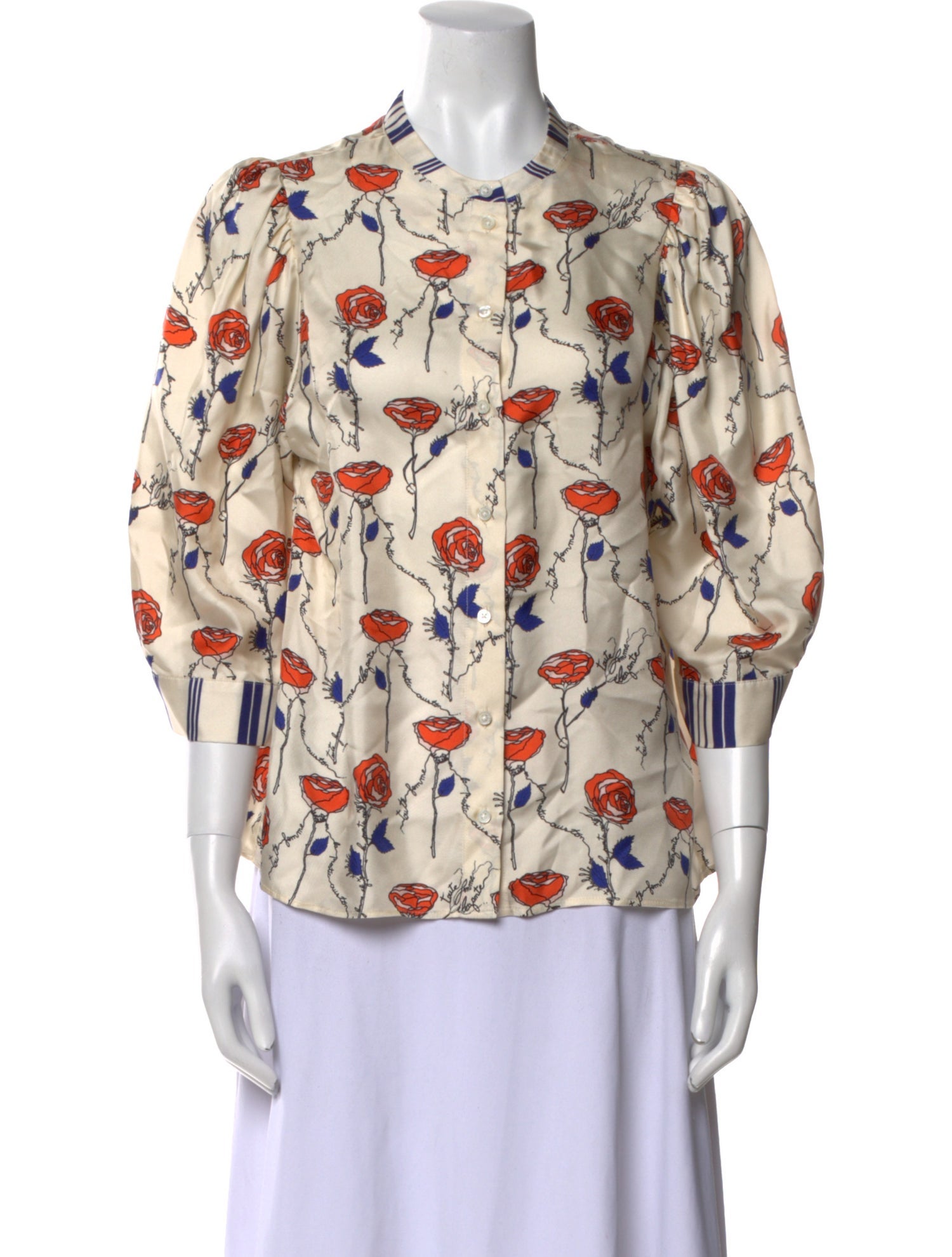 La Prestic Ouiston Silk Floral Print Blouse