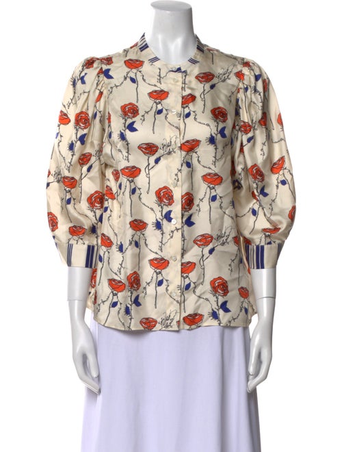 La Prestic Ouiston Silk Floral Print Blouse