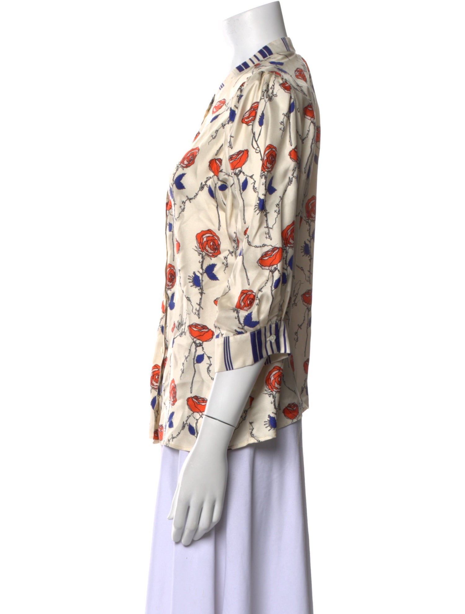 La Prestic Ouiston Silk Floral Print Blouse