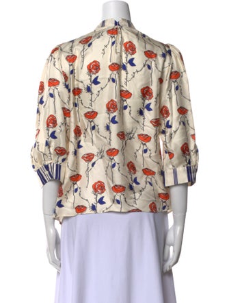 La Prestic Ouiston Silk Floral Print Blouse