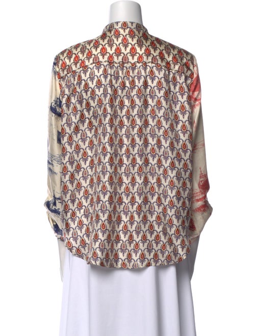 La Prestic Ouiston Silk Printed Button-Up Top