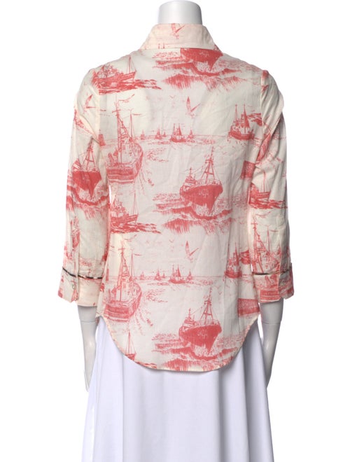 La Prestic Ouiston Printed Three-Quarter Sleeve Button-Up Top
