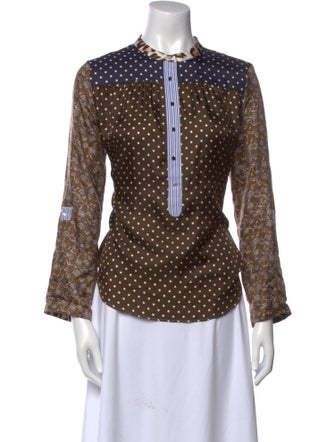 La Prestic Ouiston Silk Polka Dot Print Blouse