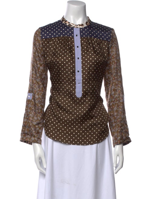 La Prestic Ouiston Silk Polka Dot Print Blouse