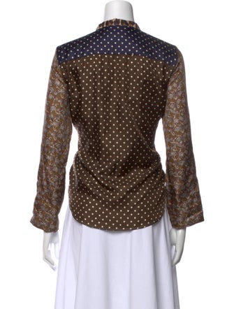 La Prestic Ouiston Silk Polka Dot Print Blouse