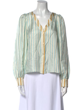 La Prestic Ouiston Silk Striped Blouse