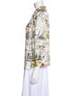 La Prestic Ouiston Silk Printed Button-Up Top