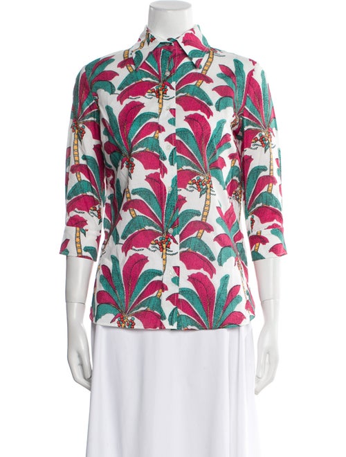 La Prestic Ouiston Printed Three-Quarter Sleeve Button-Up Top