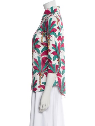 La Prestic Ouiston Printed Three-Quarter Sleeve Button-Up Top