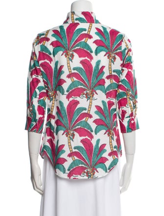 La Prestic Ouiston Printed Three-Quarter Sleeve Button-Up Top