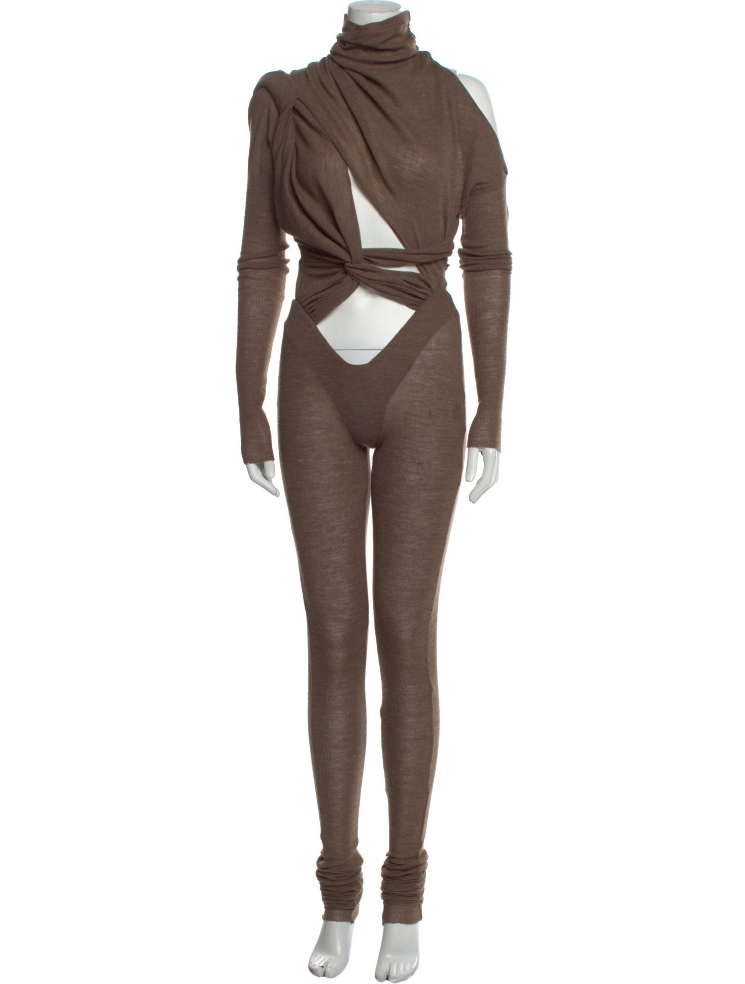 LaQuan Smith Wool Turtleneck Jumpsuit