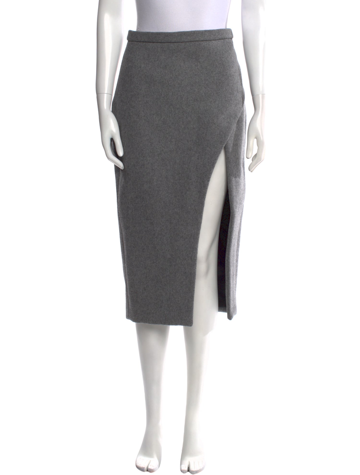 LaQuan Smith Leather Trim Embellishment Midi Length Skirt