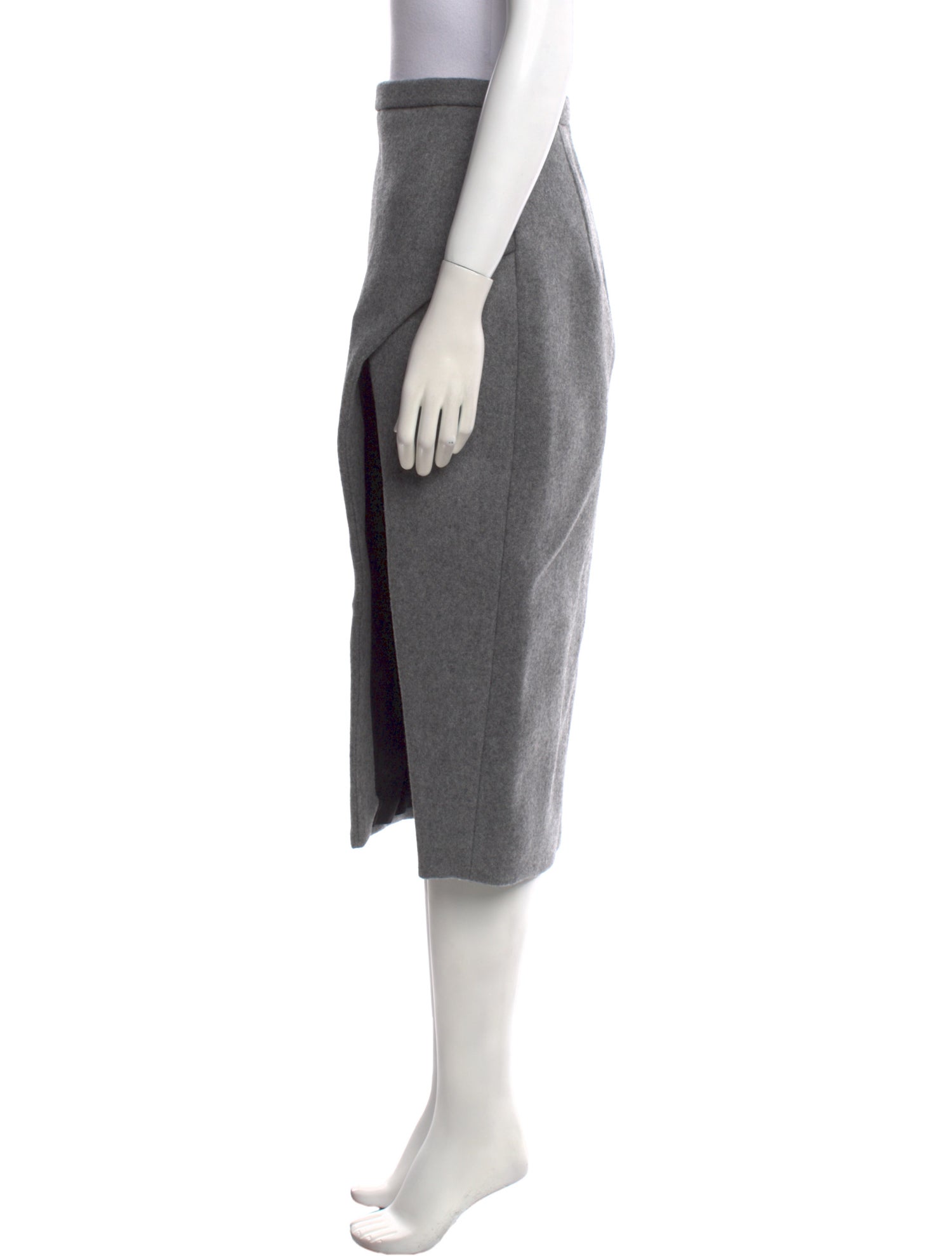 LaQuan Smith Leather Trim Embellishment Midi Length Skirt