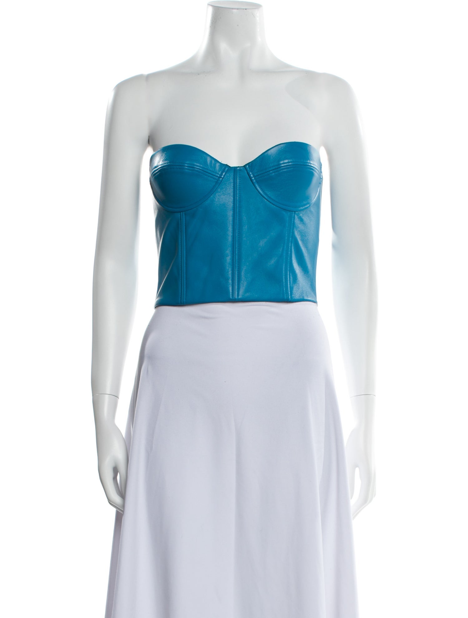 LaQuan Smith Lambskin Strapless Crop Top