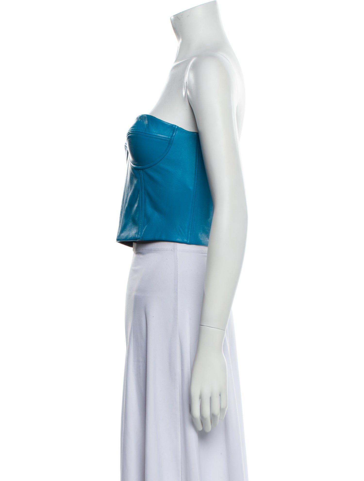 LaQuan Smith Lambskin Strapless Crop Top