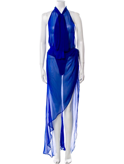 LaQuan Smith Silk Ruffle Embellishment Skirt Set