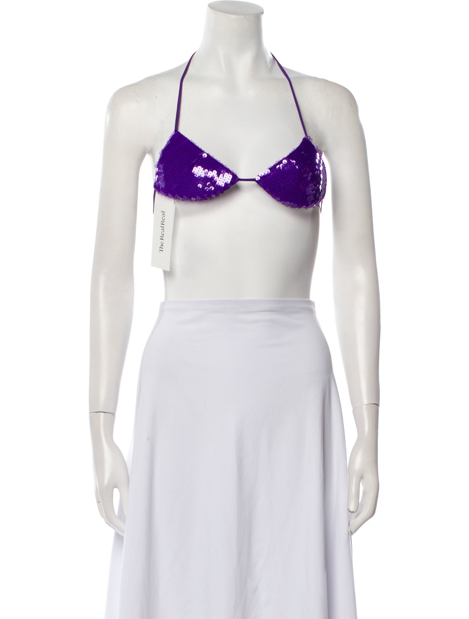 LaQuan Smith Halterneck Sleeveless Crop Top