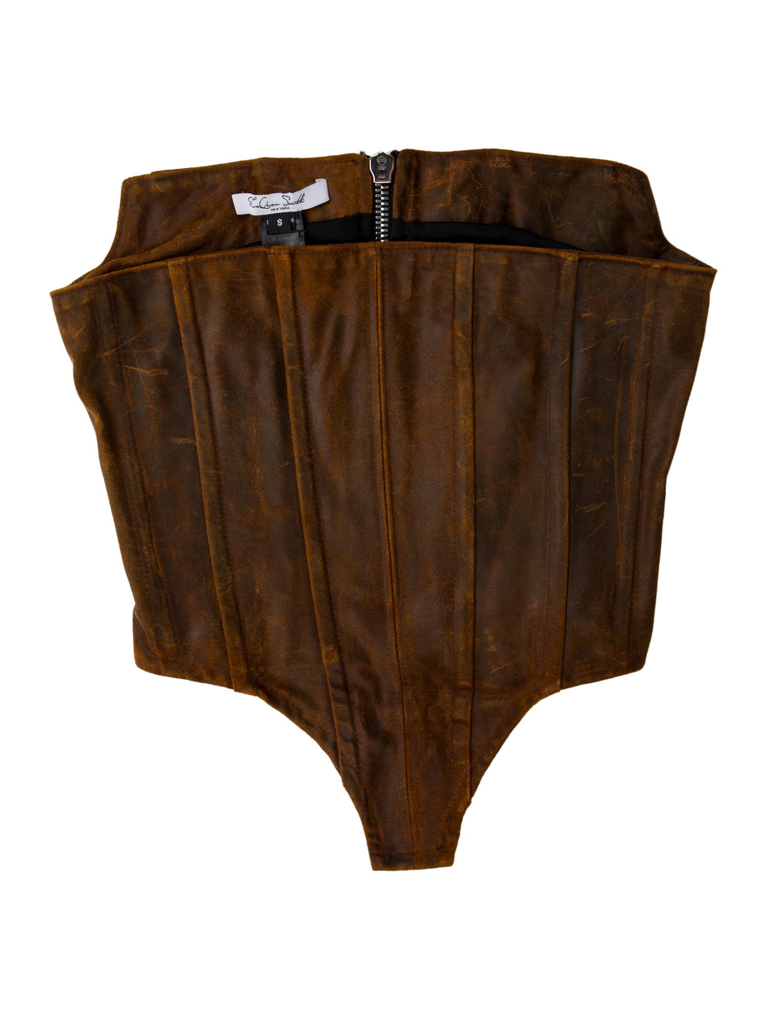 LaQuan Smith Leather Strapless Crop Top