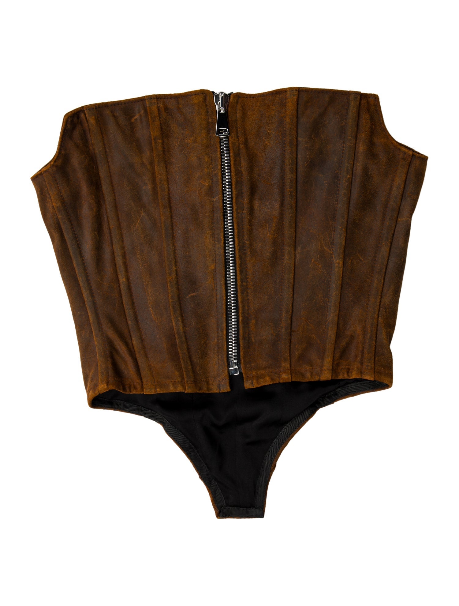 LaQuan Smith Leather Strapless Crop Top