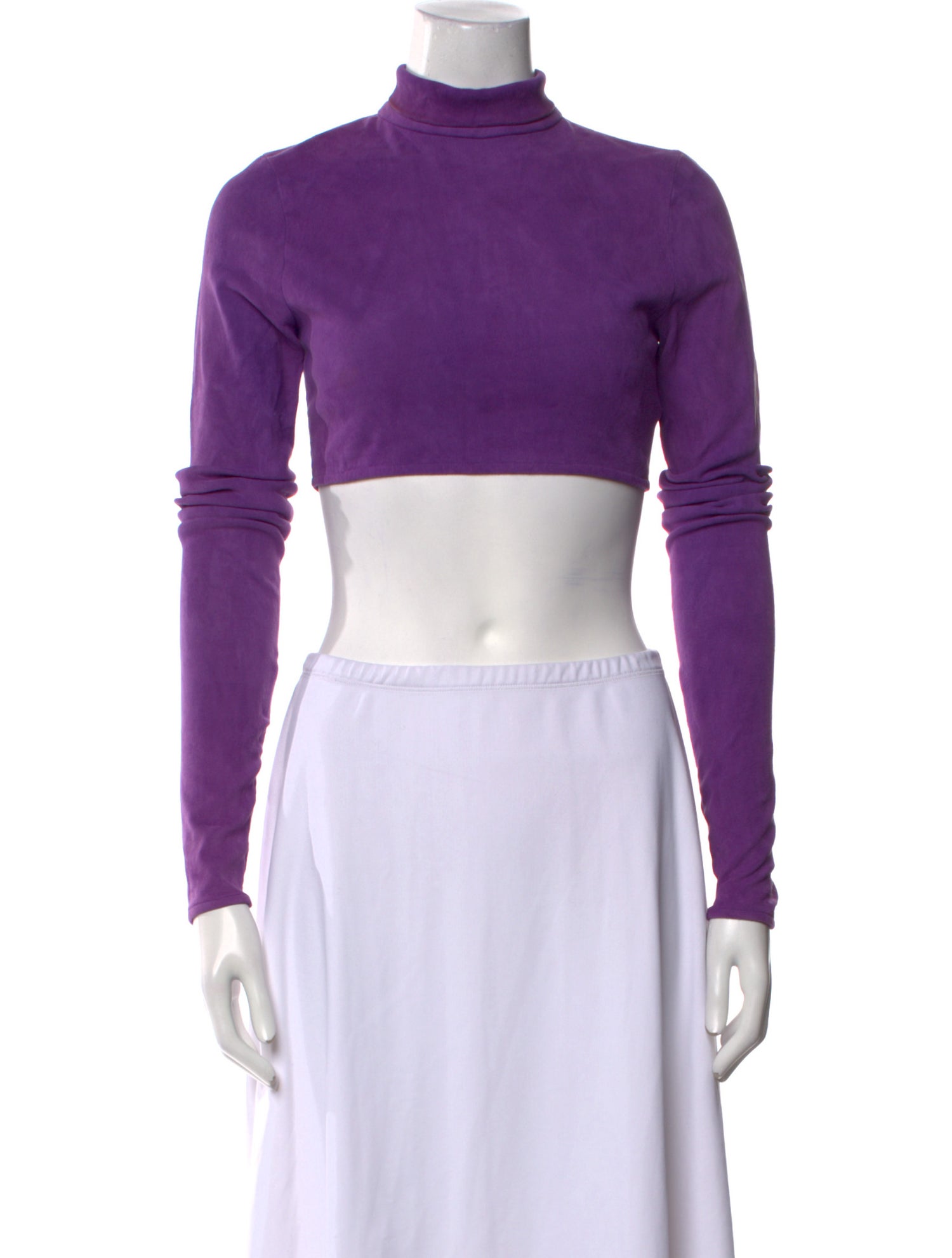 LaQuan Smith Lamb Leather Mock Neck Crop Top