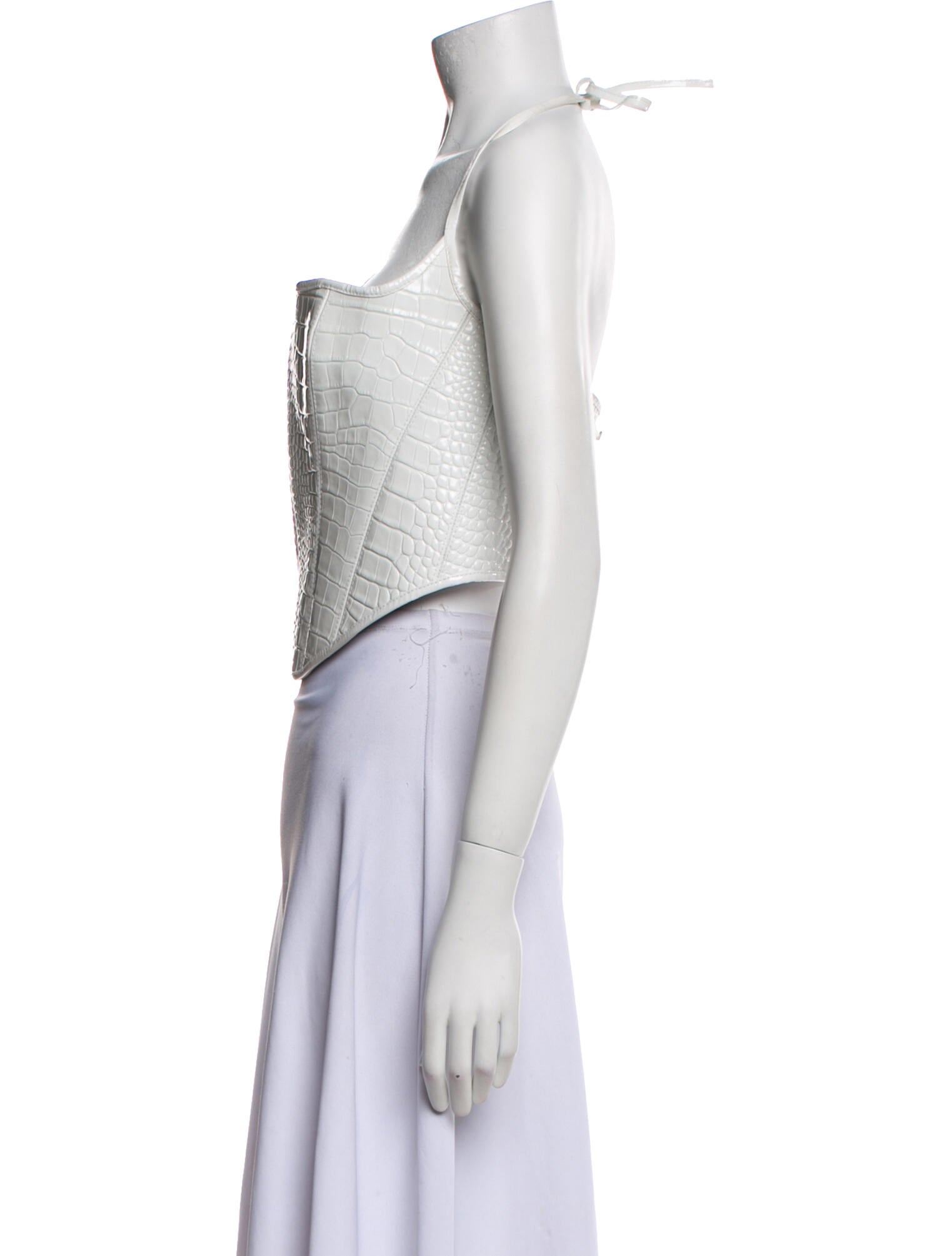 LaQuan Smith Leather Square Neckline Crop Top