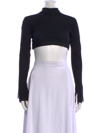 LaQuan Smith Mock Neck Long Sleeve Crop Top
