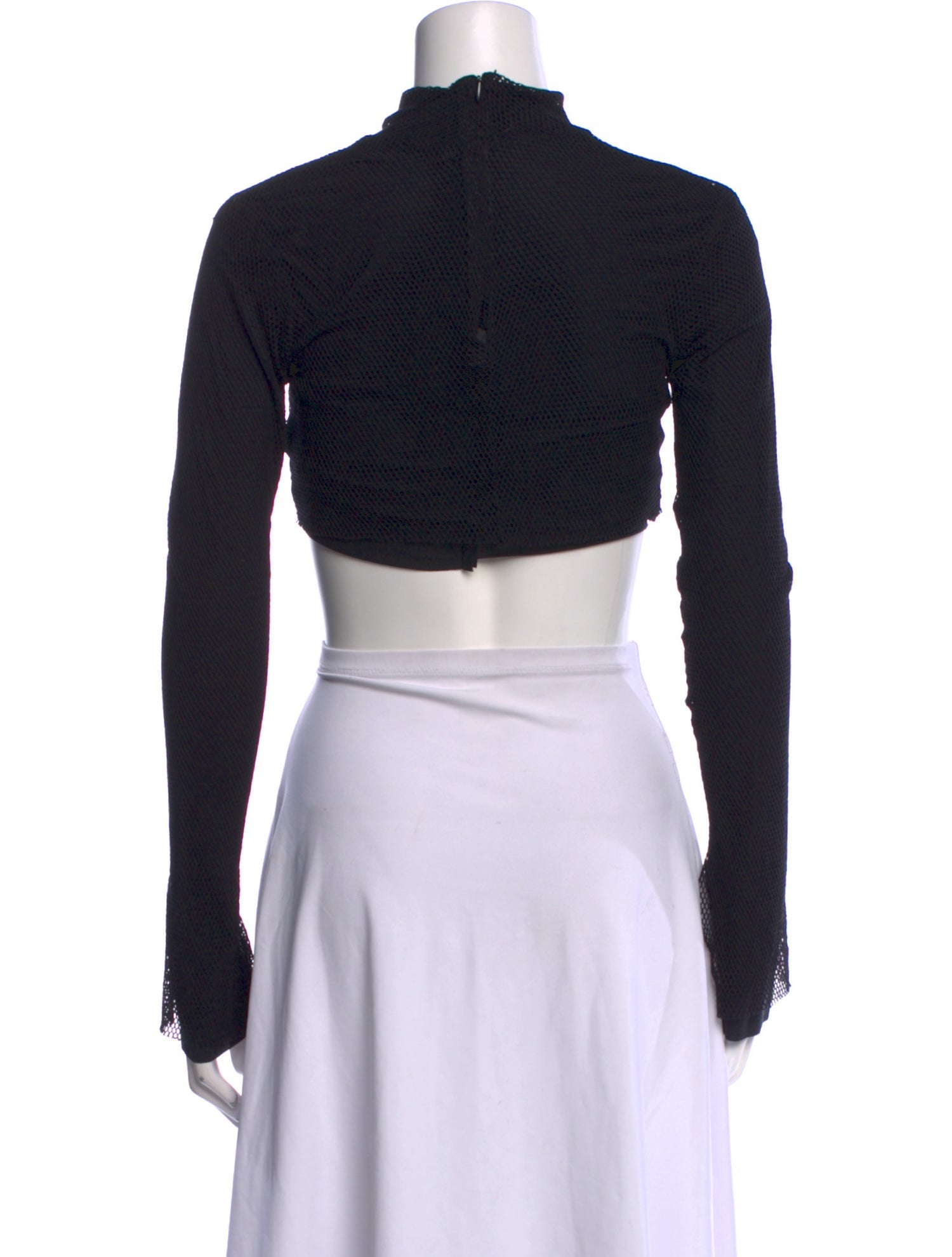 LaQuan Smith Mock Neck Long Sleeve Crop Top