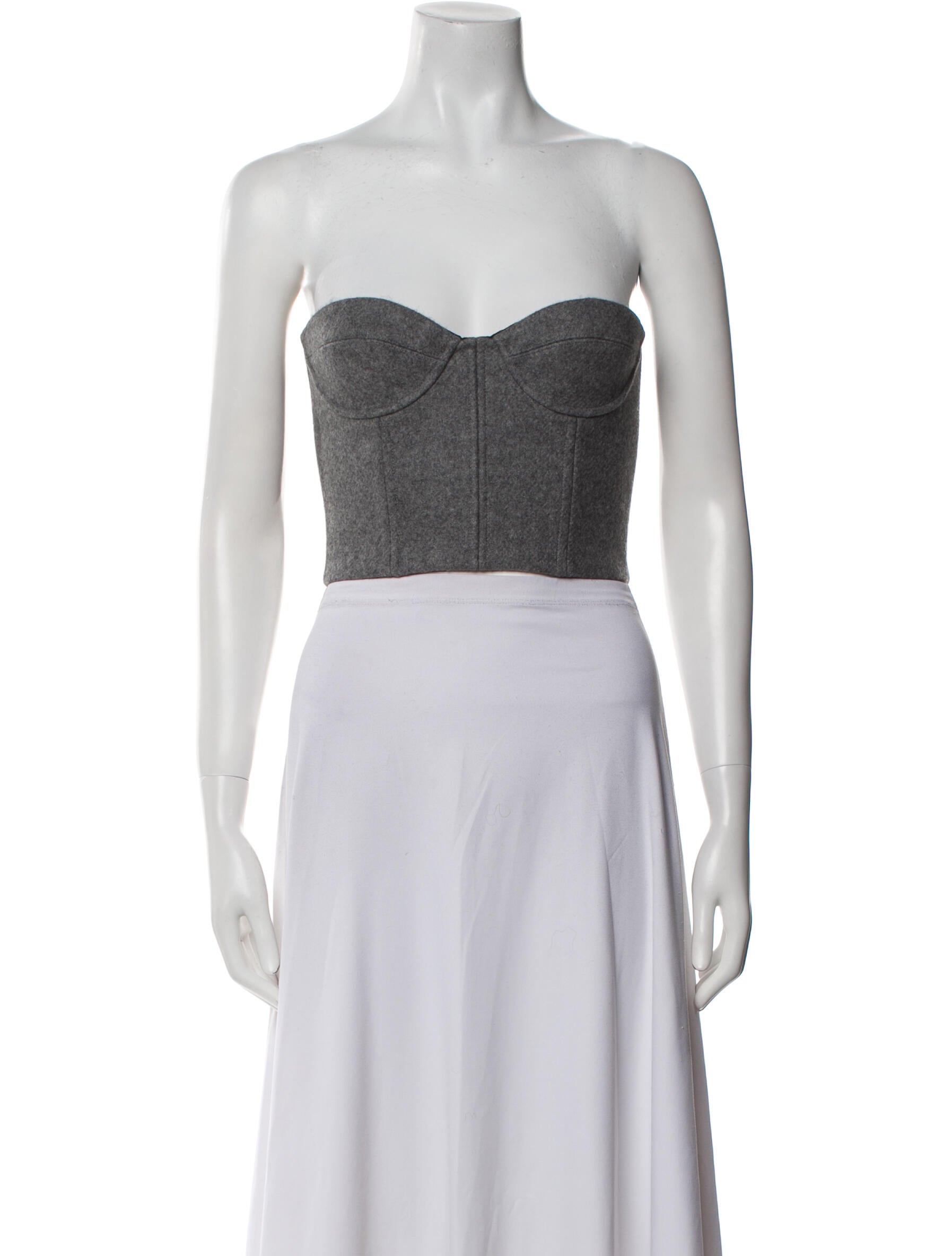 LaQuan Smith Wool Strapless Crop Top