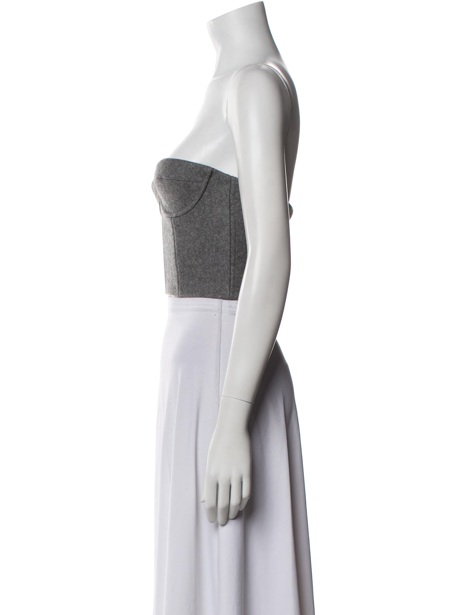 LaQuan Smith Wool Strapless Crop Top