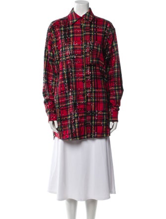 LaQuan Smith Plaid Print Peacoat