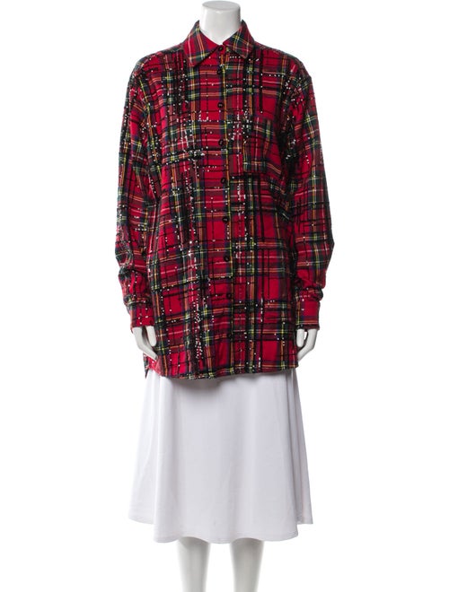 LaQuan Smith Plaid Print Peacoat