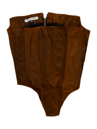 LaQuan Smith Leather Strapless Bodysuit