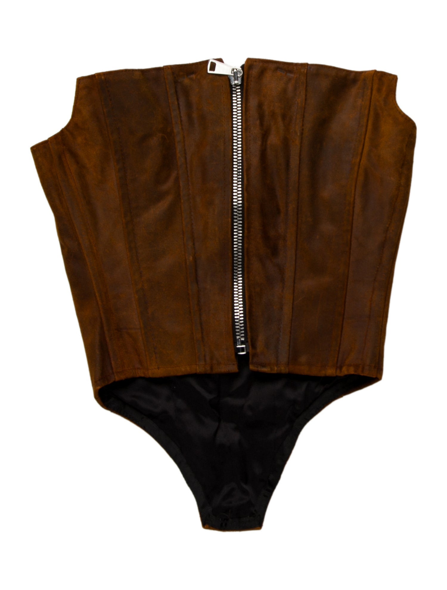 LaQuan Smith Leather Strapless Bodysuit