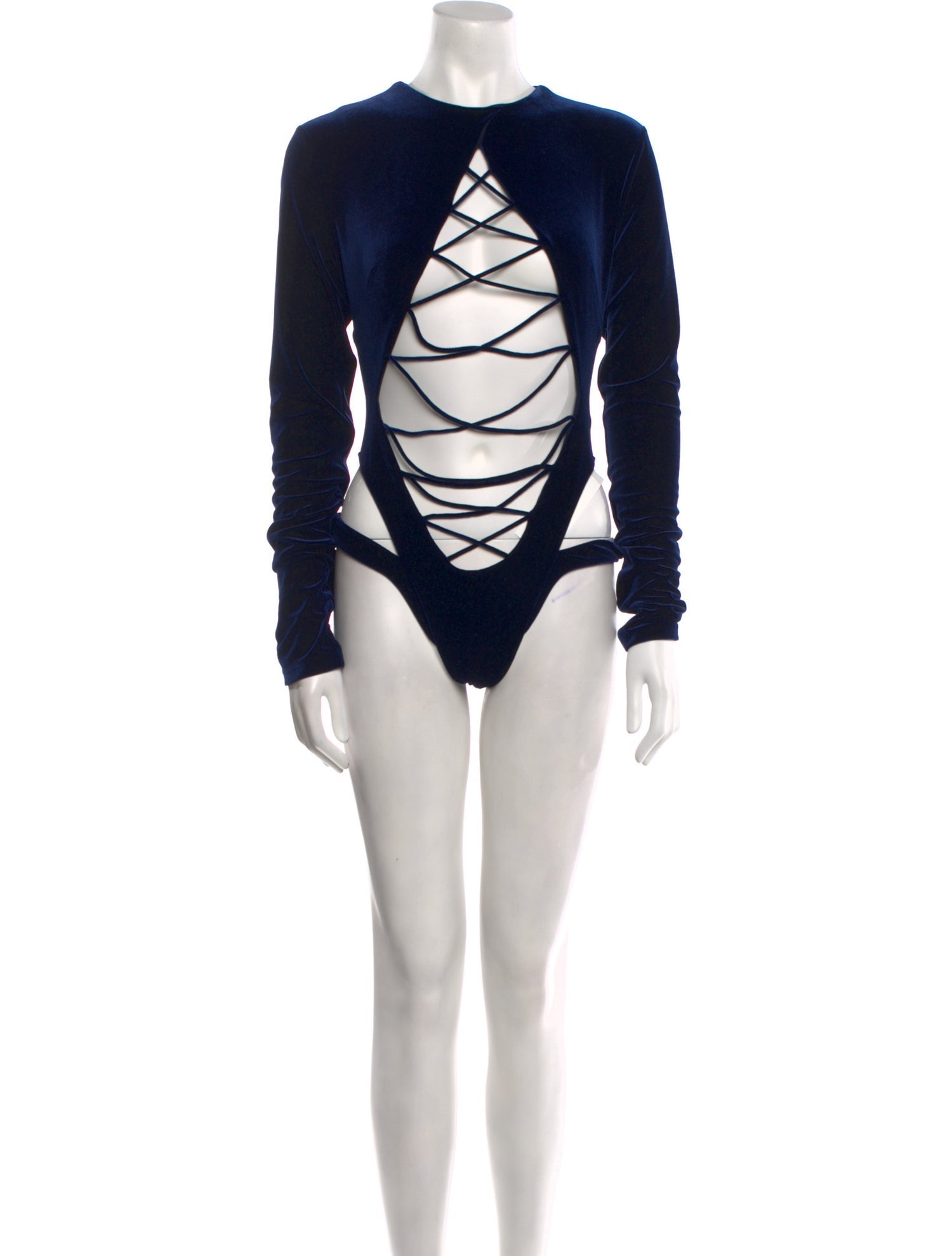 LaQuan Smith V-Neck Long Sleeve Bodysuit