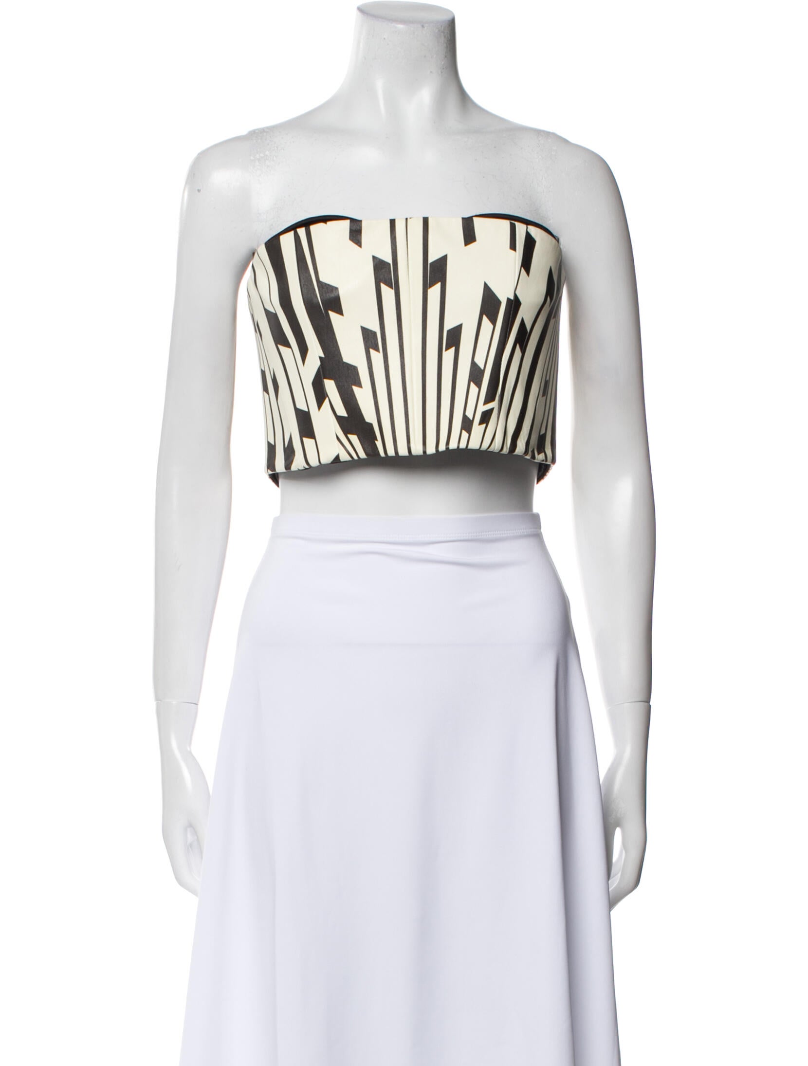 LaQuan Smith Silk Printed Crop Top