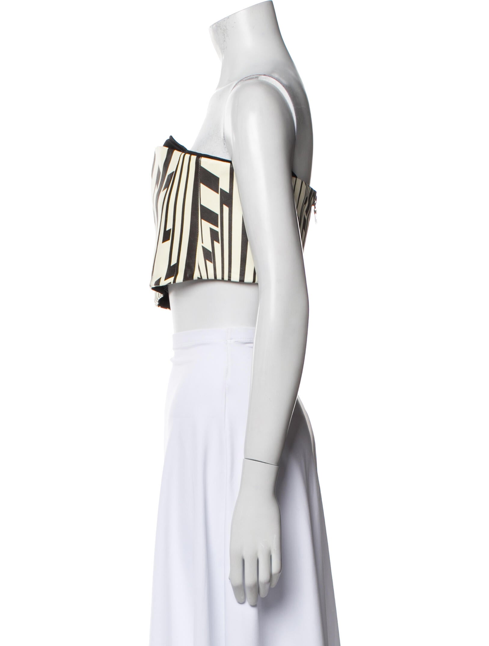 LaQuan Smith Silk Printed Crop Top