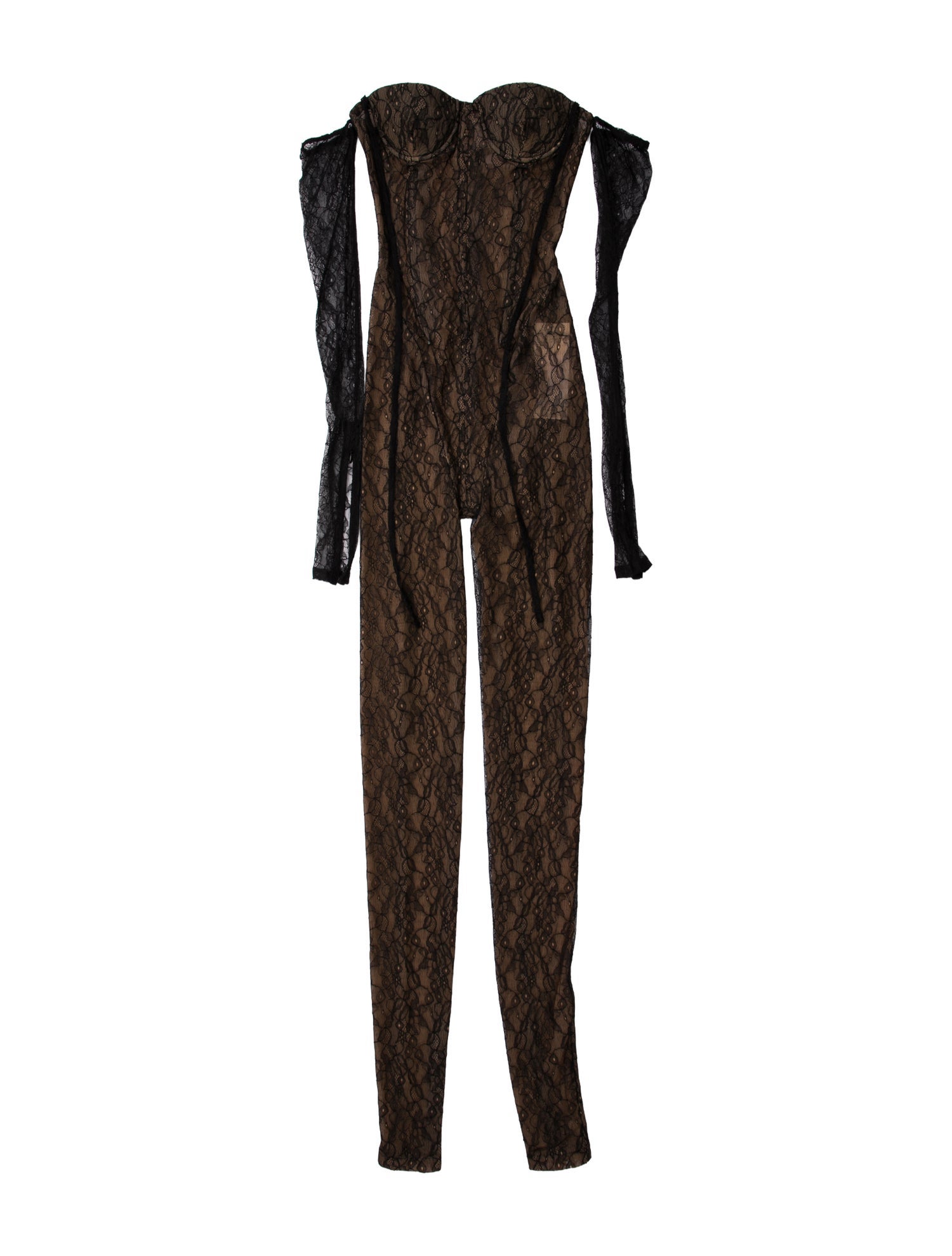 LaQuan Smith Lace Pattern Off-The-Shoulder Jumpsuit