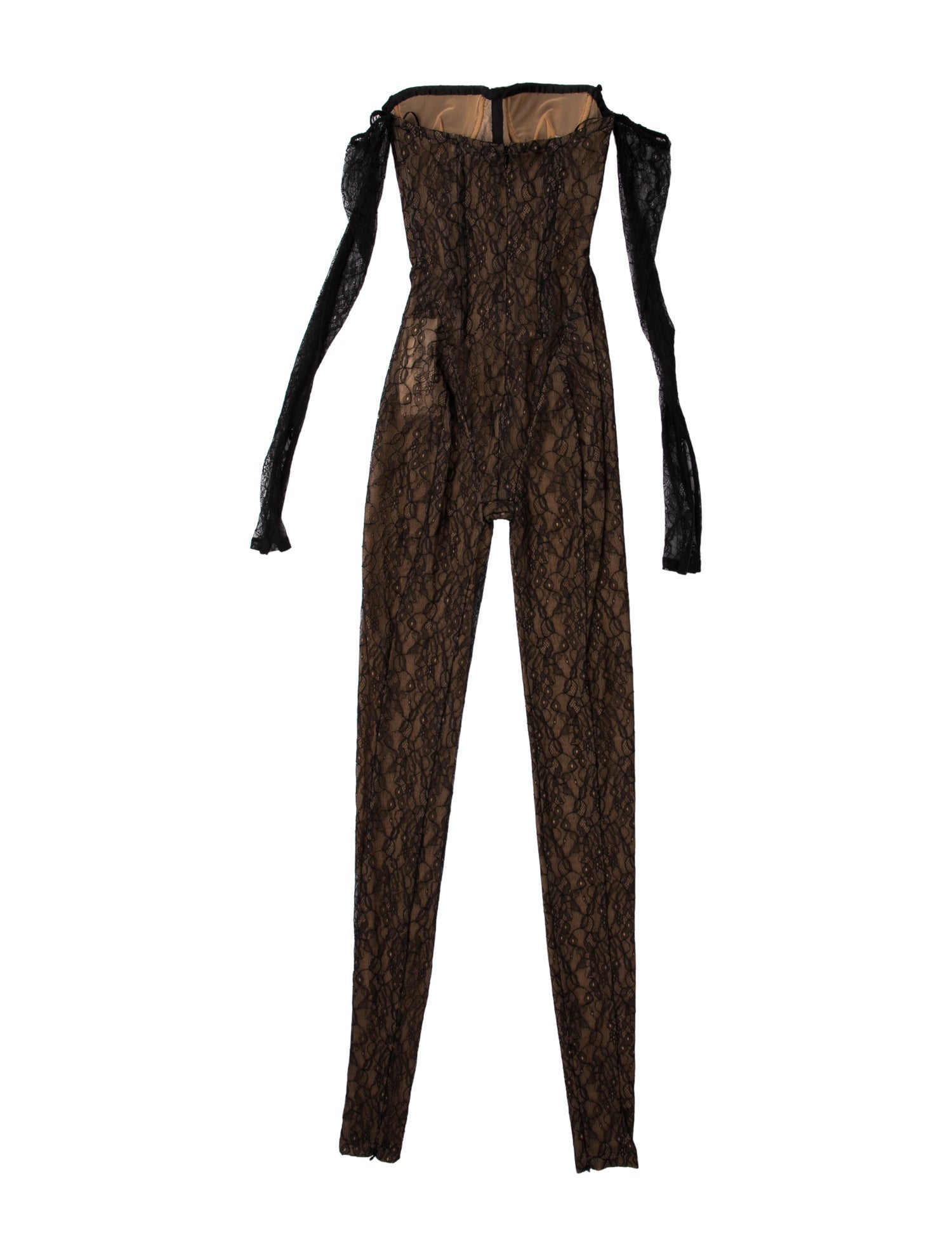 LaQuan Smith Lace Pattern Off-The-Shoulder Jumpsuit