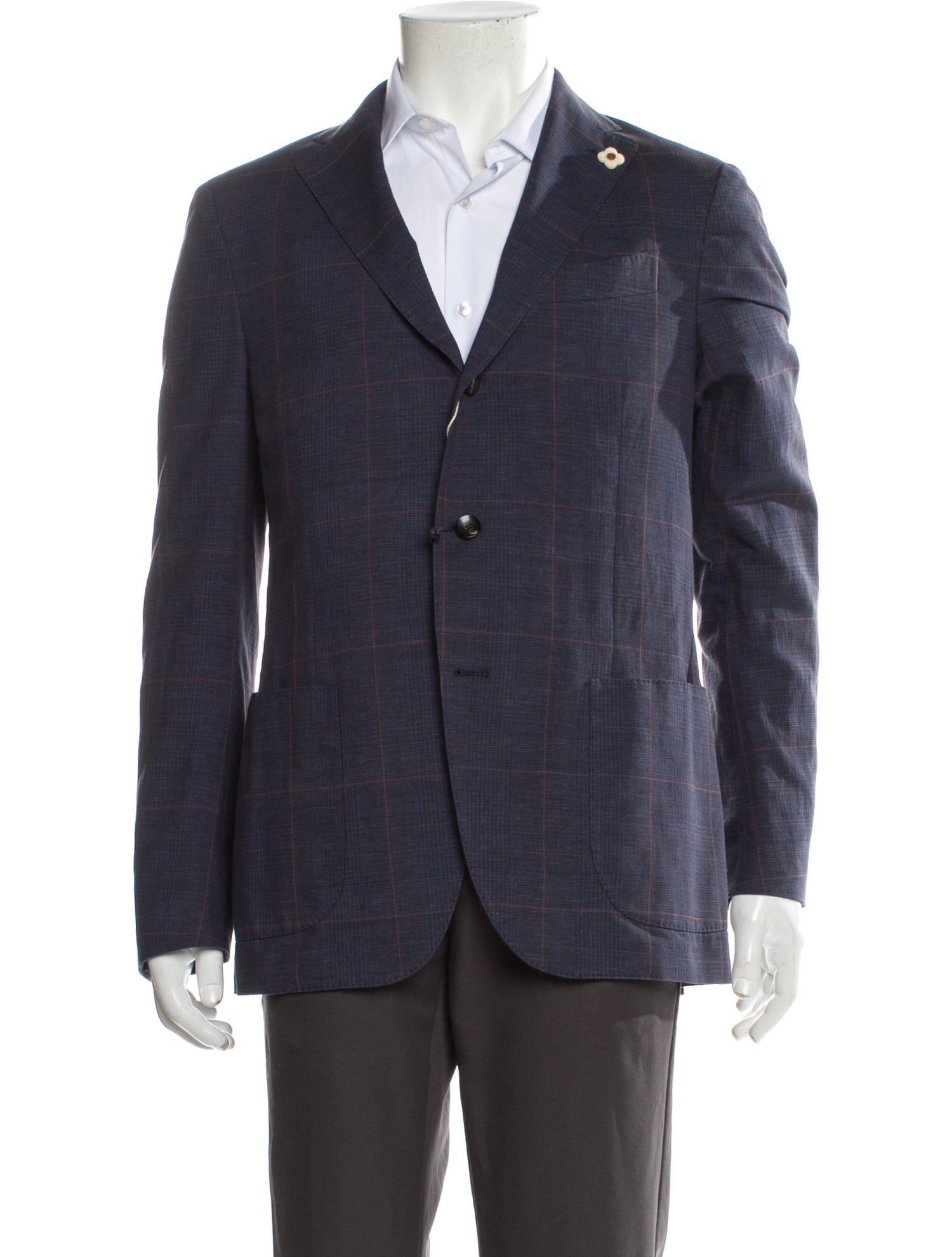 Lardini Plaid Print Blazer