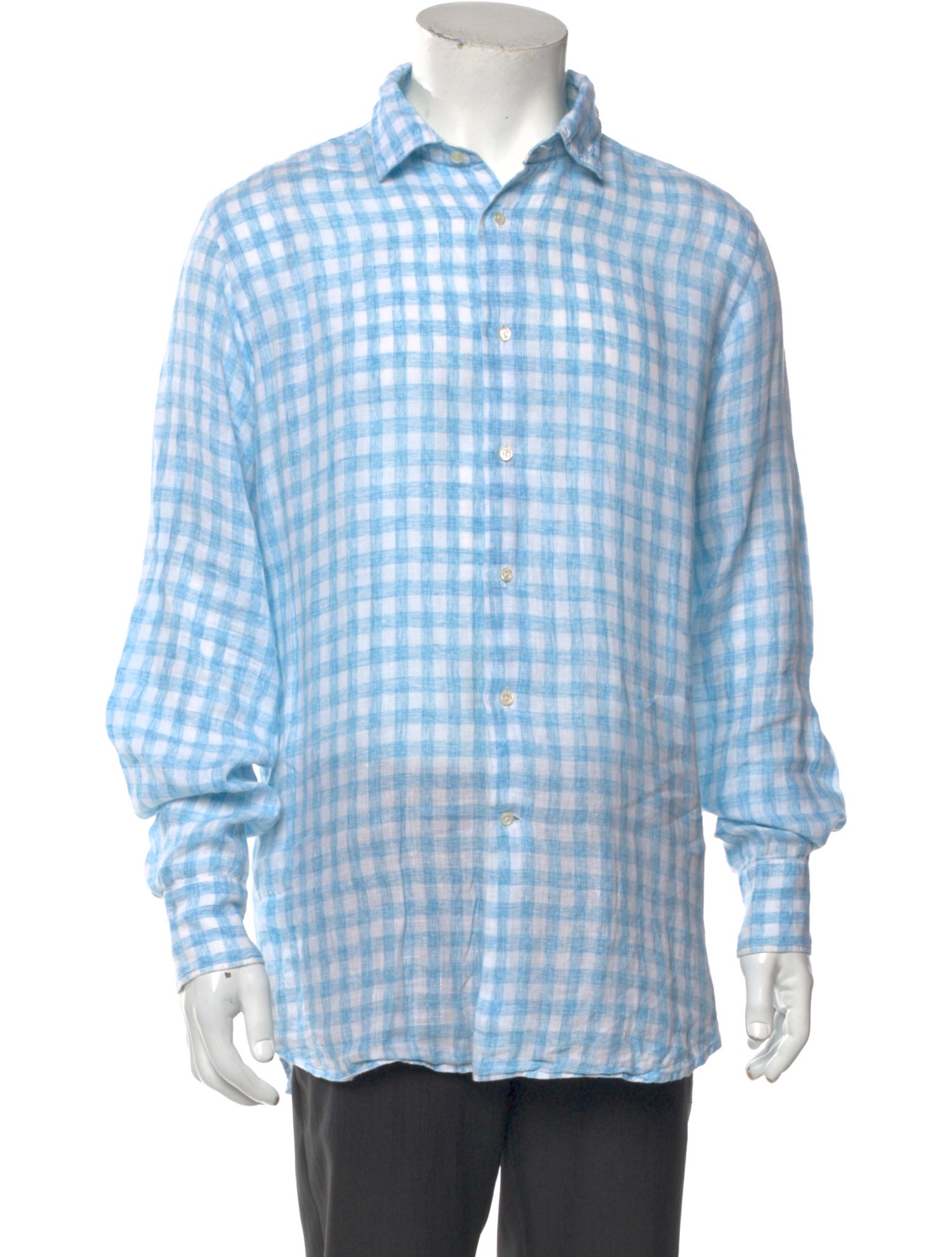 Lardini Linen Plaid Print Shirt