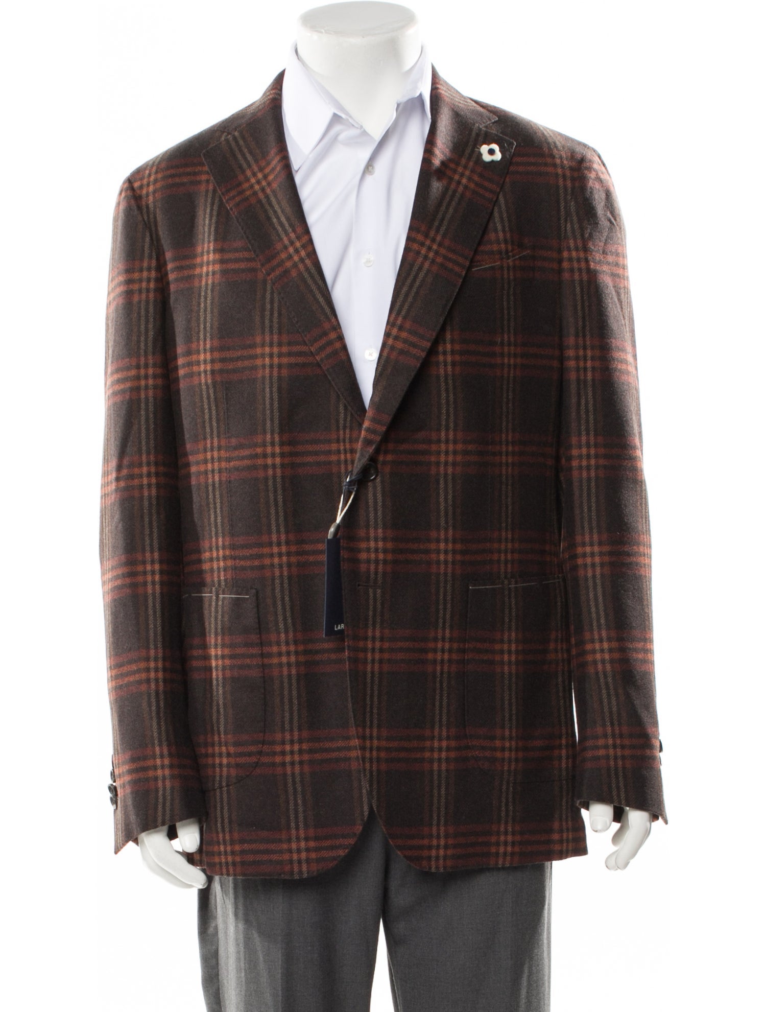 Lardini Wool Plaid Print Blazer w/ Tags