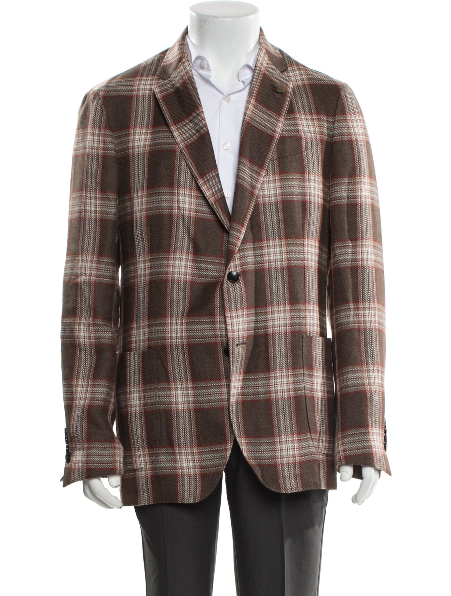 Lardini Plaid Print Blazer