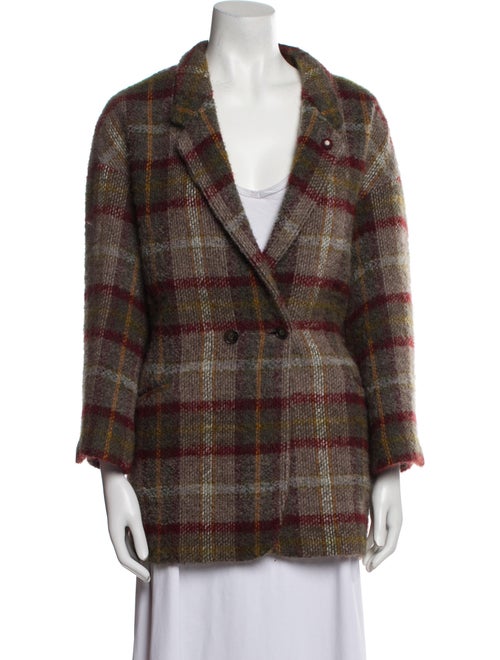 Lardini Wool Plaid Print Coat