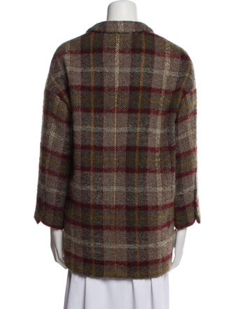 Lardini Wool Plaid Print Coat