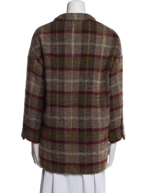 Lardini Wool Plaid Print Coat