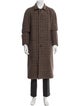 Lardini Wool Houndstooth Print Trench Coat