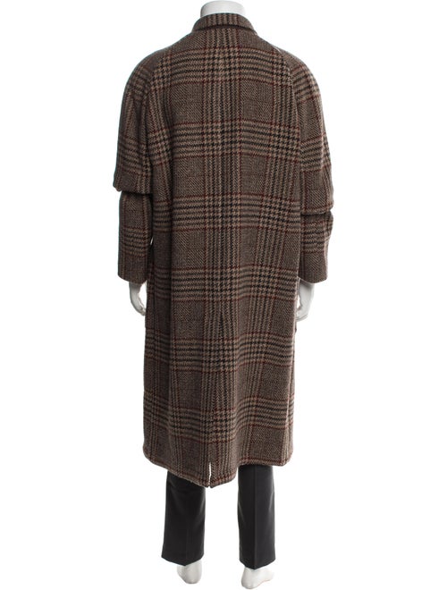 Lardini Wool Houndstooth Print Trench Coat