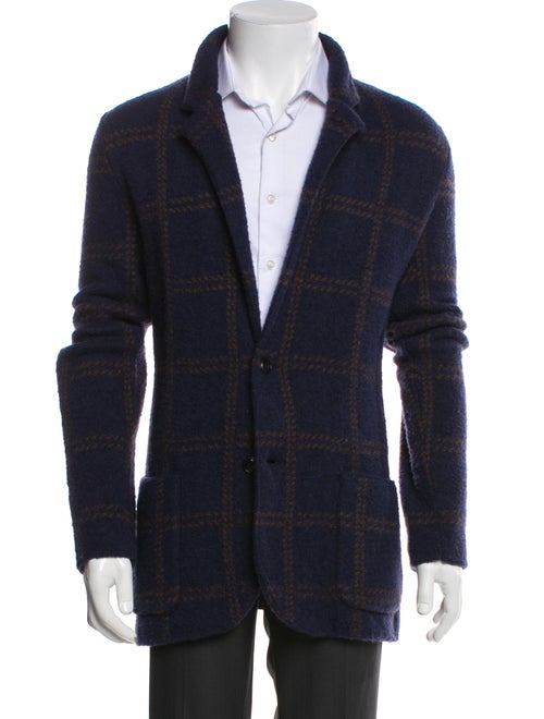 Lardini Wool Plaid Print Peacoat